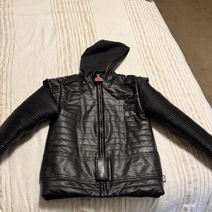 Star Wars Black Faux Leather Jacket with Hood